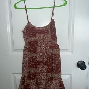 Red and Cream Spaghetti Strap Sundress